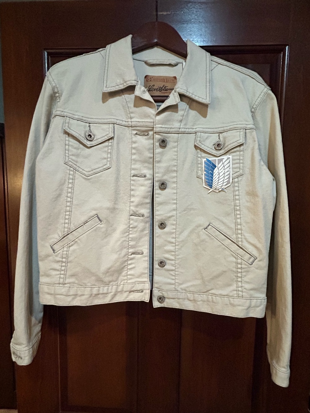 Levi Signature Denim Jacket M Attack on Titan Patch Distressed